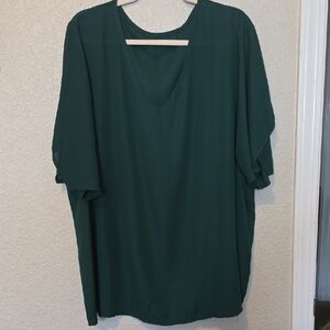 Women's Forest Green V-Neck Blouse